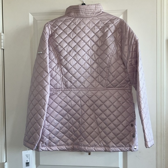 NWT Via Spiga quilted car coat size L in lilac with stand collar and two pockets - Picture 5 of 15